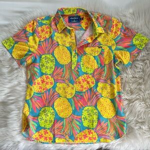 Chubbies Dude Pineapple Short Sleeve Perform Stretch Shirt Mens Size Large